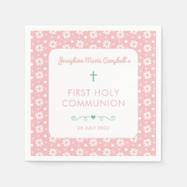 Första kommunens Rosa Blommigt Girl Girl Religiösa Pappersservett