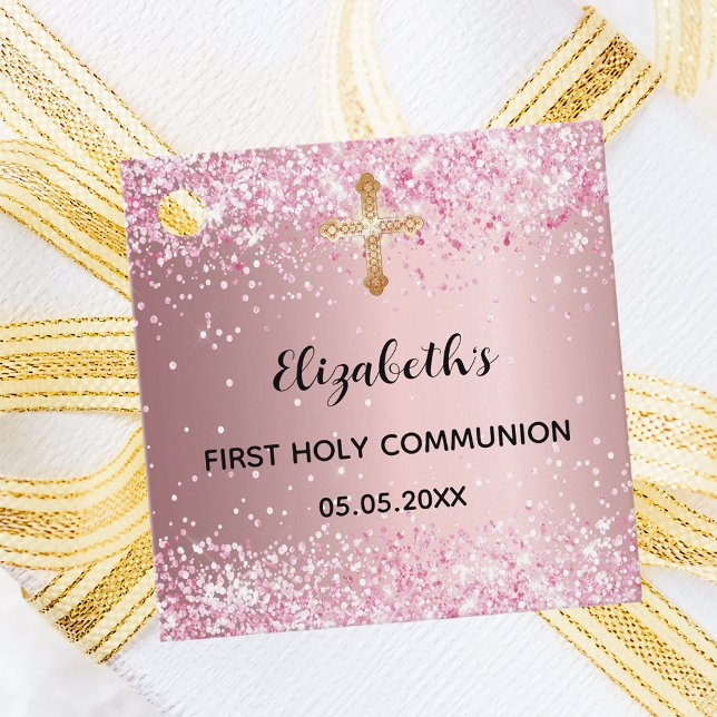 Första kommunens rosa glitter tackar kor gåvor etiketter (Skapare uppladdad)