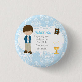 Första kommunfullmäktige Brunette Hair Boy Tack Knapp