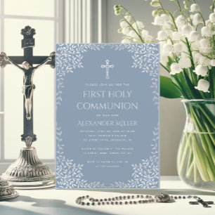 Första kommunfullmäktige Dusty Blue Elegant Silver Inbjudningar