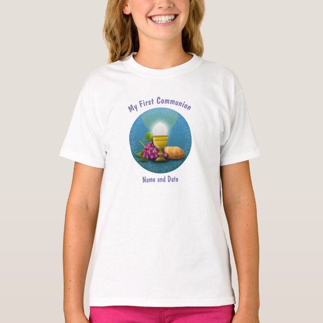 Första kommunfullmäktige Gift Girls Boys Eucharist T Shirt (Framsida)