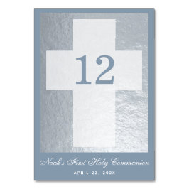 Första kommunfullmäktige Kor Dusty Blue Faux Silve Bordsnummer