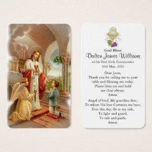 Första kommunfullmäktige Prayers Boy Communion 2 Visitkort