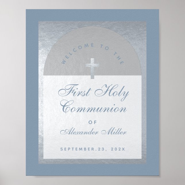 Första kommunfullmäktige Silver Arch Dusty Blue Vä Poster (Framsidan)