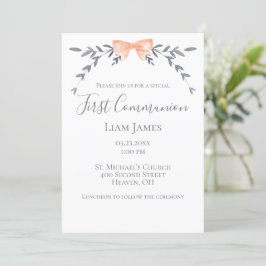 Första kommunfullmäktige Silver Löv Peach Bow Inbjudningar