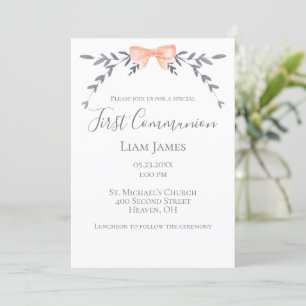 Första kommunfullmäktige Silver Löv Peach Bow Inbjudningar