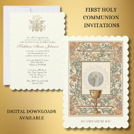 Första kommunice Jesus Resurrection Chalice Host Inbjudningar