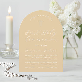 Första kommunion båge Beige Enkel modern handskrif Inbjudningar
