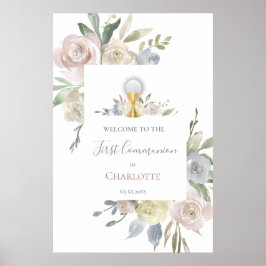 Första kommunion blommor buketter Välkomstskylt Poster