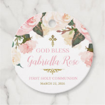 Första kommunion & dop, rosa blommig guld