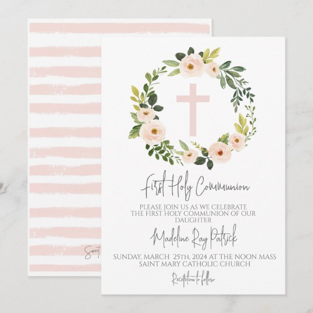 Första kommunion inbjudningar (Fram/baksida)