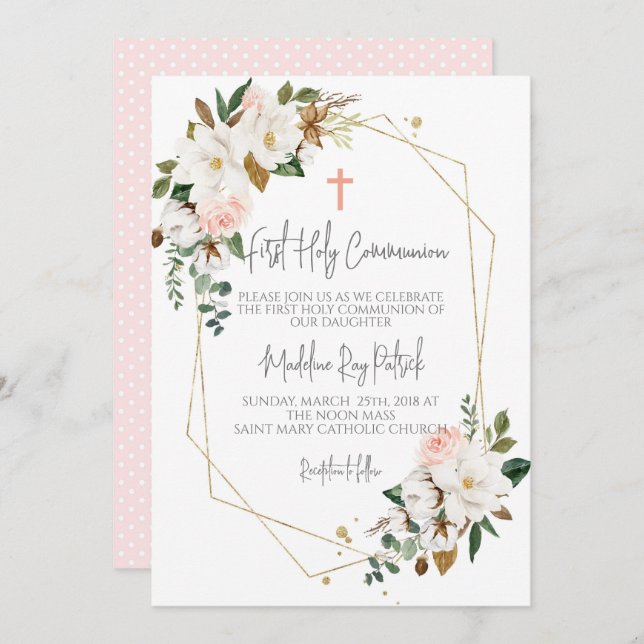 Första kommunion inbjudningar (Fram/baksida)
