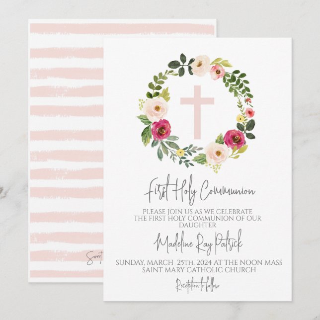 Första kommunion inbjudningar (Fram/baksida)