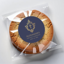 Första kommunion Navy Blue Guld Crest Elegant Pojk