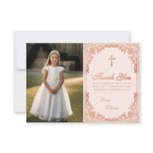 Första Kommunion Vintage Rosa Roséguld Flickfoto