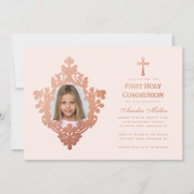 Första Kommunionen Rosa Flick Foto Vintage Roségul