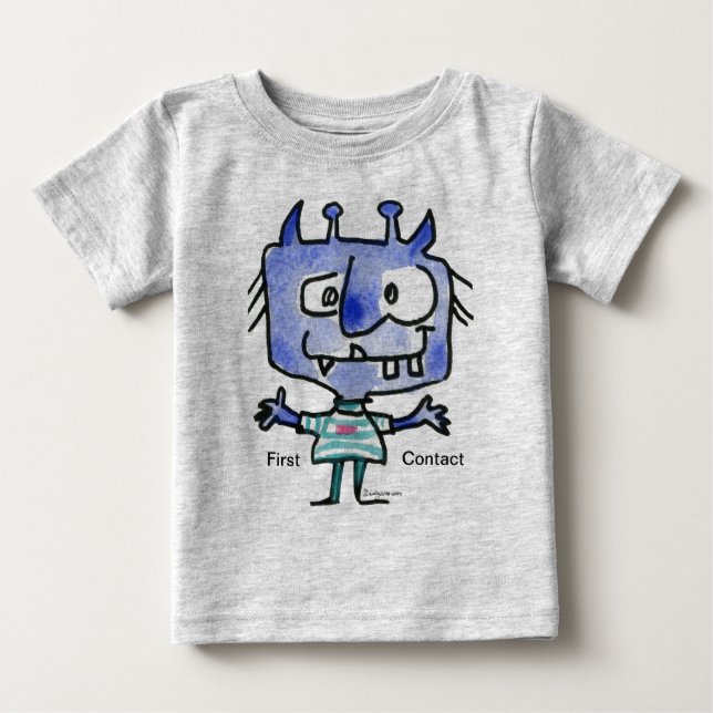 Första kontakt: Blue Alien #22 T Shirt (Framsida)