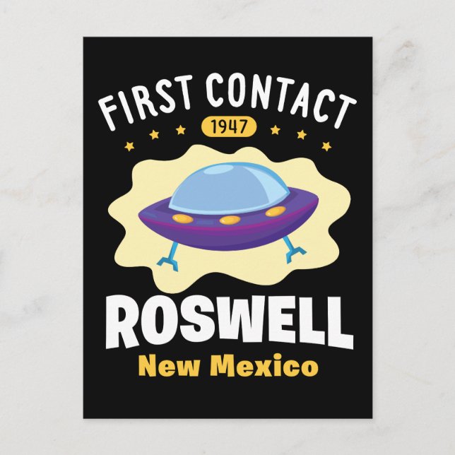 Första kontakten Roswell New Mexico Alien UFO Vykort (Framsida)
