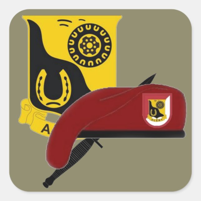 FÖRSTA KVADRON 91ST-KVAVALRI 173D-LUFTBORNSTICKARE FYRKANTIGT KLISTERMÄRKE (Framsida)