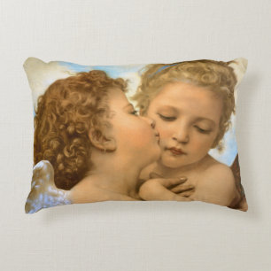 Första kyssen (ängladetalj) av Bouguereau Prydnadskudde