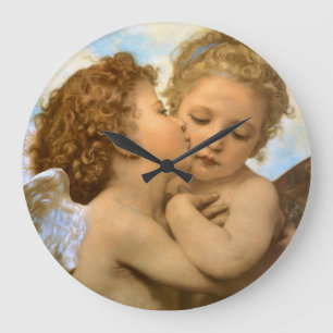 Första kyssen (ängladetalj) av Bouguereau Stor Klocka