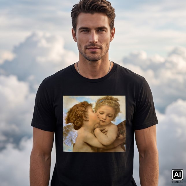 Första kyssen (ängladetalj) av Bouguereau Tee (The First Kiss, angels detail by Bouguereau is a vintage Victorian mythology realism painting.)