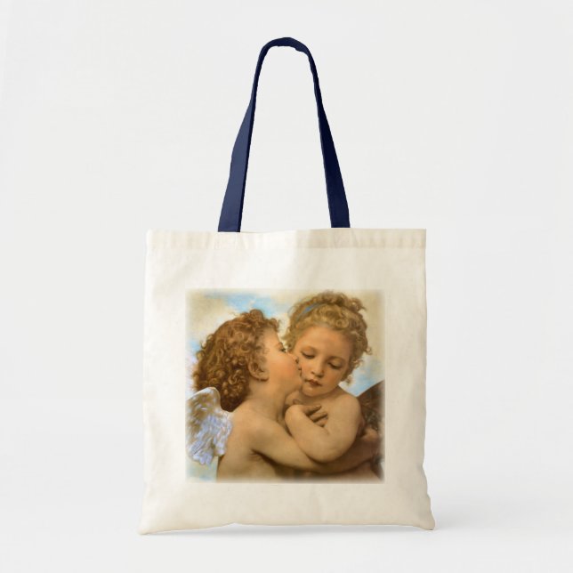 Första kyssen (ängladetalj) av Bouguereau Tygkasse (Framsidan)