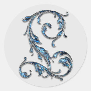 Första L-klistermärken i monogram Runt Klistermärke