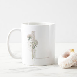 Första L med mjuk färg-blomkaffe Mugg
