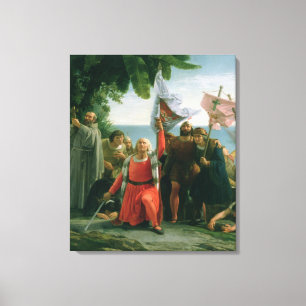 Första landning av Christopher Columbus in Canvastryck