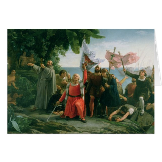 Första landning av Christopher Columbus in Hälsningskort (Framsidan Horizontal)
