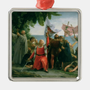 Första landning av Christopher Columbus in Julgransprydnad Metall