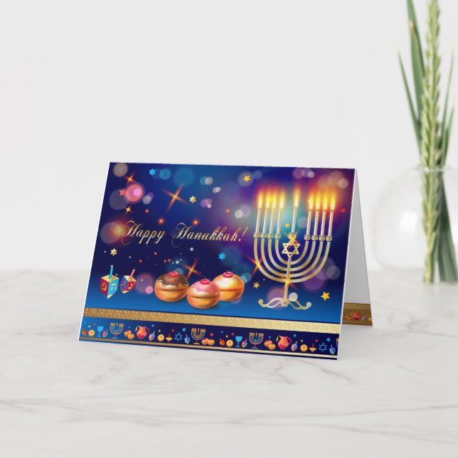 Första ljus i Hanukkah-festivalen i Ljus Party Tack Kort (Framsida)