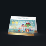 Första ljus i Hanukkah-festivalen i ljus party Tack Kort<br><div class="desc">Första ljudet av Hanukkah. Lycklig Hanukkah-festivalen för ljus-partiet bjuder in skönhets-judiskt helgdag-kort. Den vackra judiska Helgdag Chanukkah-bakgrunden med traditionella dekorativa Chanuka-symboler - trädedrömmar (spinnande topp), nötter, hanukkiah-menorah, ljus, David-stjärnan och åkande ljus tapet guld mönster. Hanukkah-festivalen för dekorationen om evenemanget ljus. Jerusalem, Israel. Inbjudningar och mallar > Design för inbjudningar och...</div>