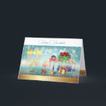 Första ljus i Hanukkah-festivalen i ljus party Tack Kort<br><div class="desc">Första ljudet av Hanukkah. Lycklig Hanukkah-festivalen för ljus-partiet bjuder in skönhets-judiskt helgdag-kort. Den vackra judiska Helgdag Chanukkah-bakgrunden med traditionella dekorativa Chanuka-symboler - trädedrömmar (spinnande topp), nötter, hanukkiah-menorah, ljus, David-stjärnan och åkande ljus tapet guld mönster. Hanukkah-festivalen för dekorationen om evenemanget ljus. Jerusalem, Israel. Inbjudningar och mallar > Design för inbjudningar och...</div>