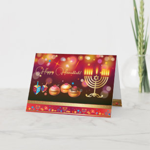Första ljus i Hanukkah-festivalen i Ljus Party Tack Kort