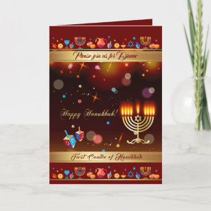 Första ljus i Hanukkahfestivalen i ljus Party Inbjudan