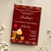 Första Lohri & Födelsedagsinbjudningskort