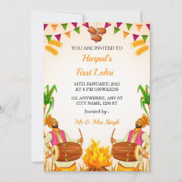 Första Lohri-inbjudningskort, Lohri Party-kort Inbjudningar