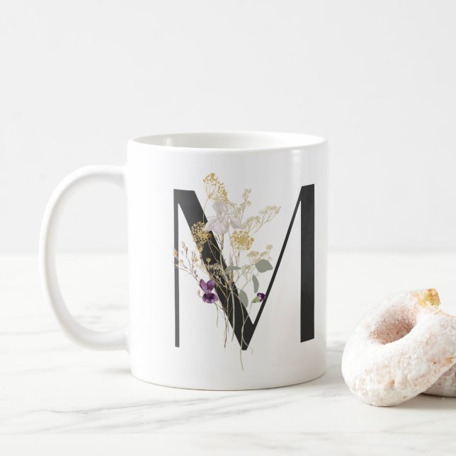 Första M med mjuk färg-blomkaffe Mugg (Med munk)