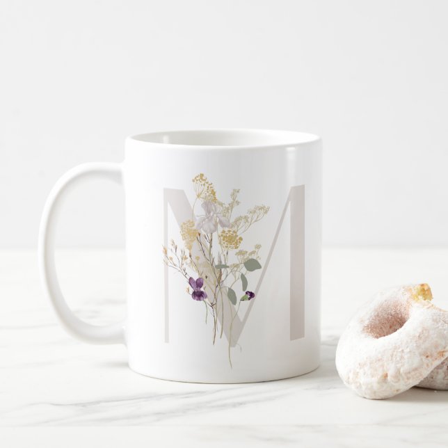 Första M med mjuk färg-blomkaffe Mugg (Med munk)