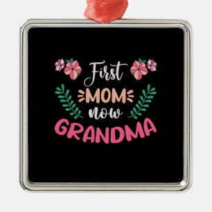 Första Mamma Now Grandma Julgransprydnad Metall