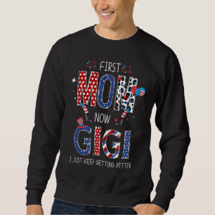 Första Mamma nu gigii American Flagga Patriotic 4: Lång Ärmad Tröja