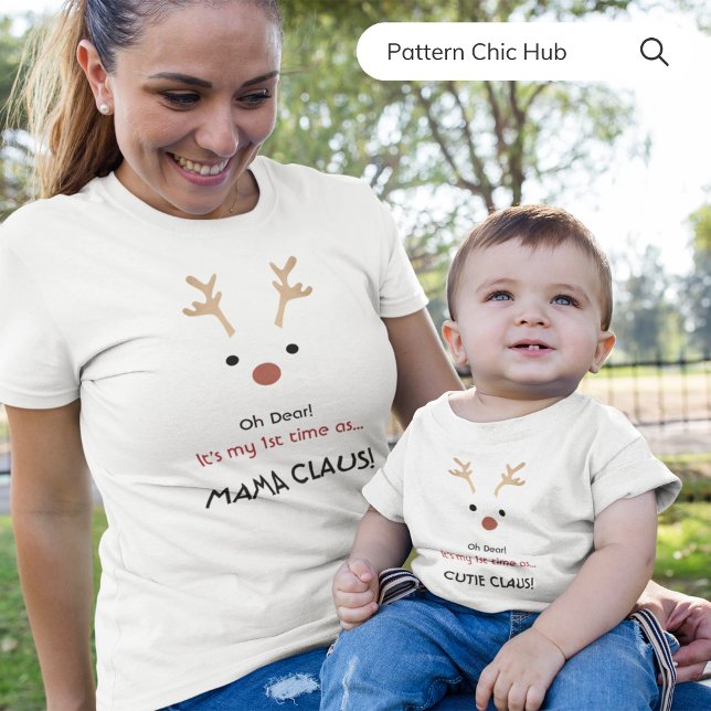 Första Mamman Claus White Modern Family-jul T Shirt (Skapare uppladdad)