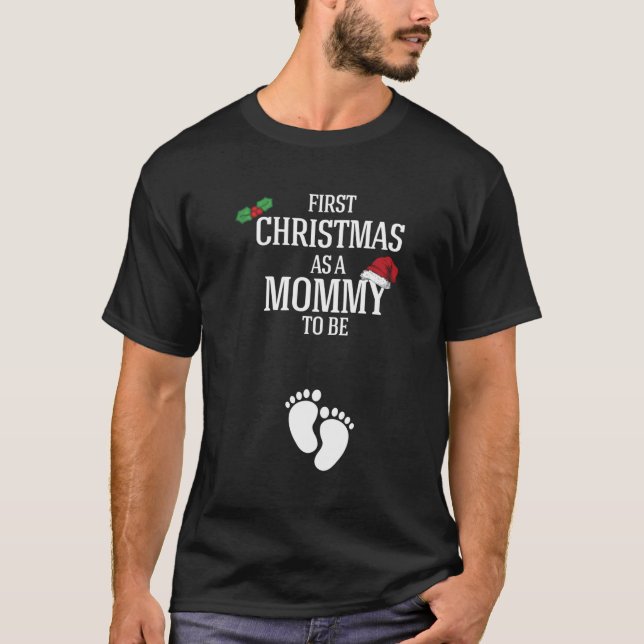 Första Mamman för jul som ska meddelas Graviden T Shirt (Framsida)