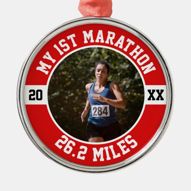 Första Maratonloppet Julgransprydnad Metall (Framsidan)