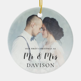 Första marmorerade julfotoutlägg julgransprydnad keramik