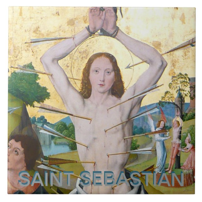 Första martyrskapet Saint Sebastian (M 013) Kakelplatta (Framsidan)