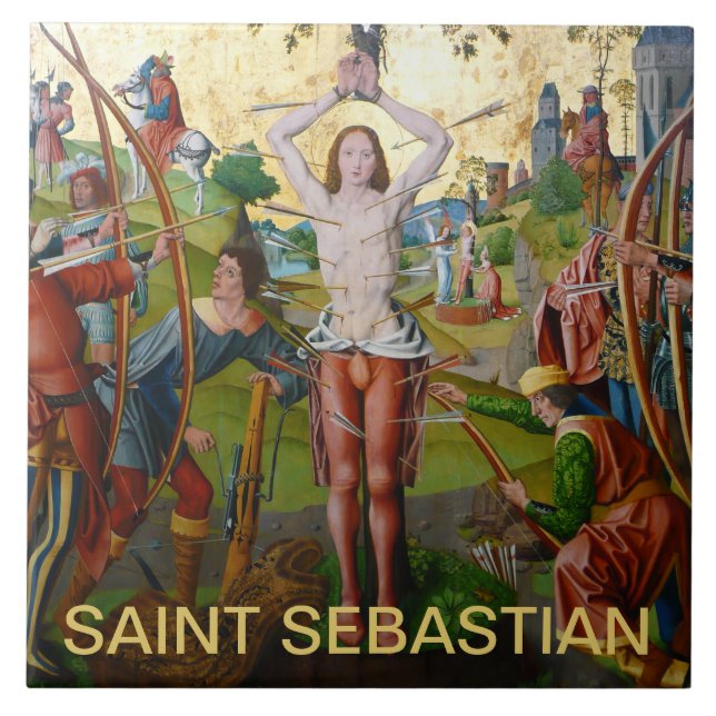 Första martyrskapet Saint Sebastian (M 013) Kakelplatta (Framsidan)