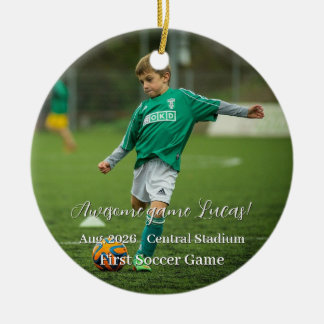Första Match Sport Jul Familjefoto Julgransprydnad Keramik
